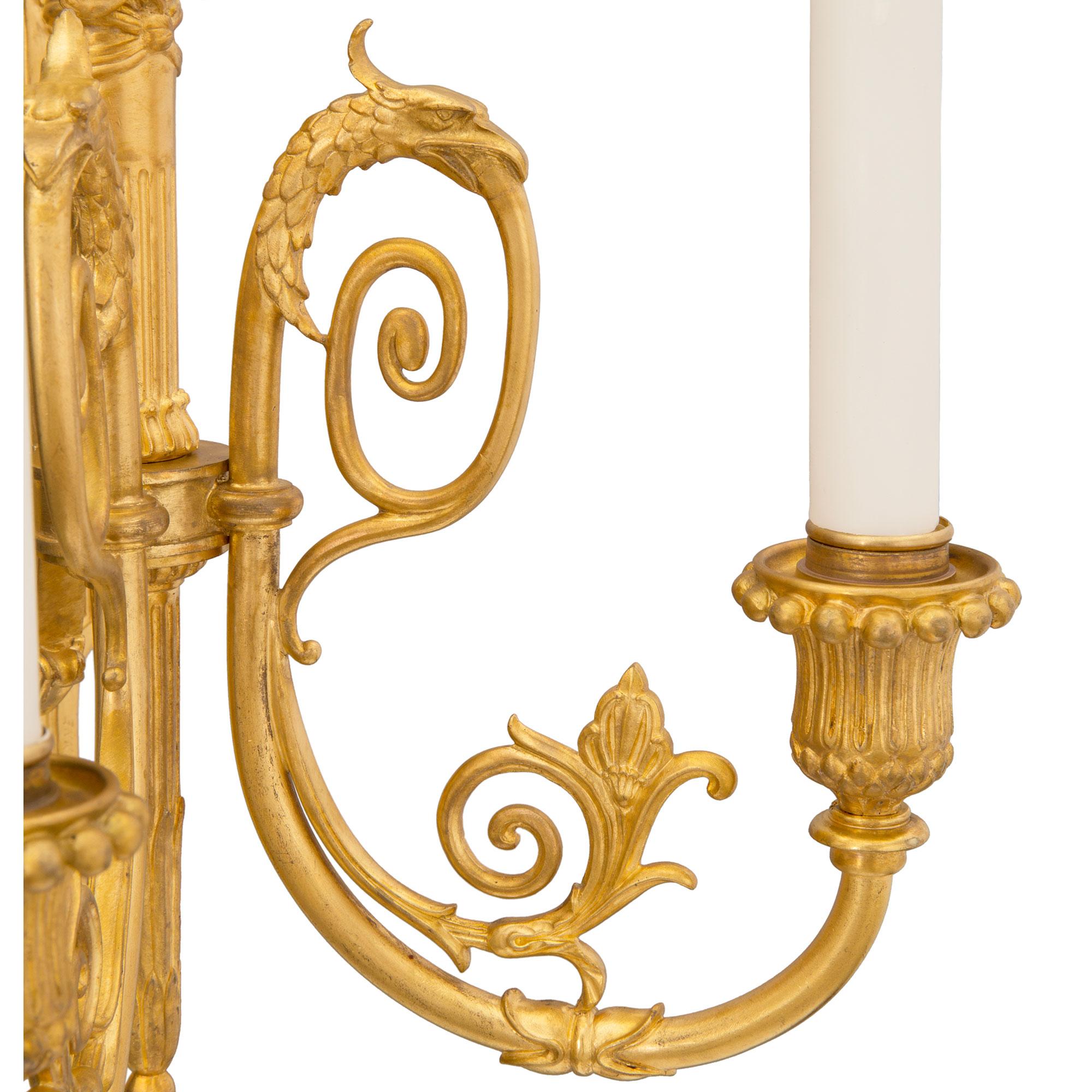 Pair of French 19th Century Ormolu Sconces, Signed Barbedienne 1