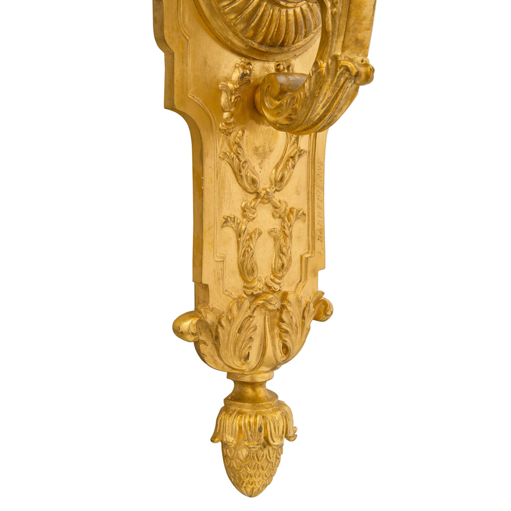 Pair of French 19th Century Ormolu Sconces, Signed Barbedienne 4