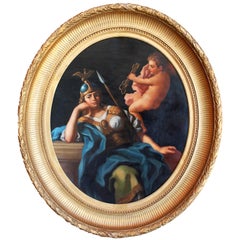 Pair of French 19th Century Oval Oil on Canvas "Allegory of Fortune and Virtue"