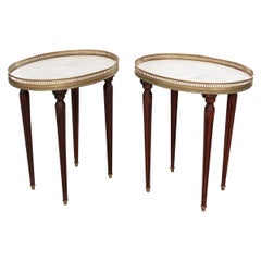 Antique Pair of French 19th Century Oval Side Tables