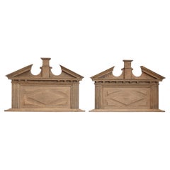 Pair of French 19th Century over Door Panels with Broken Pediments and Pilasters