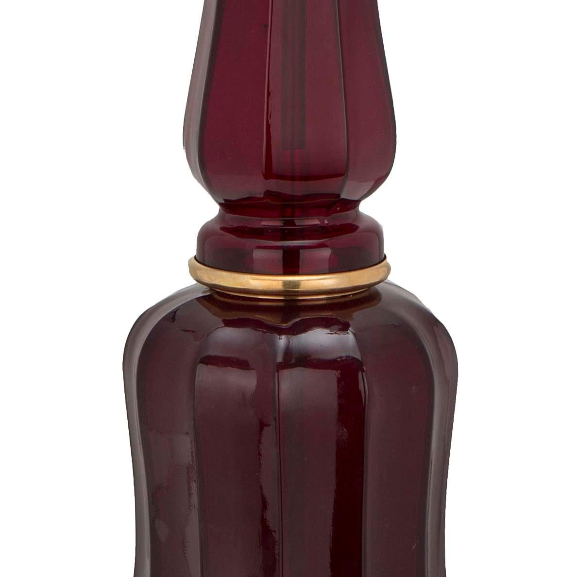 Pair of French 19th Century Oxblood Colored Glass and Ormolu Lamp 3