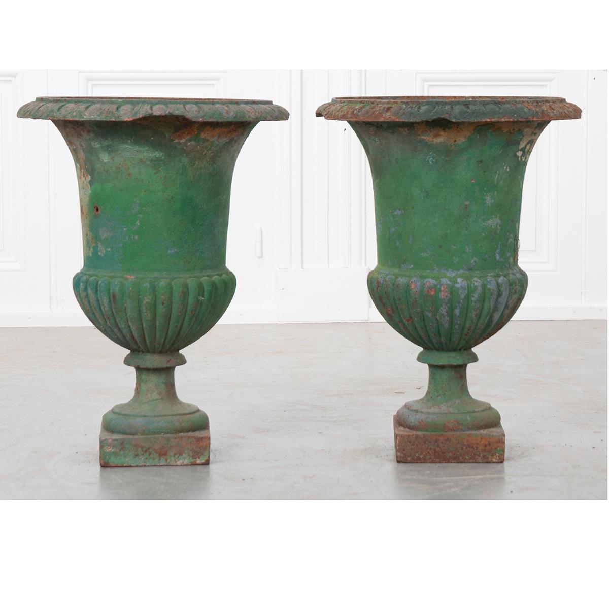 Other Pair of French 19th Century Painted Cast Iron Urns