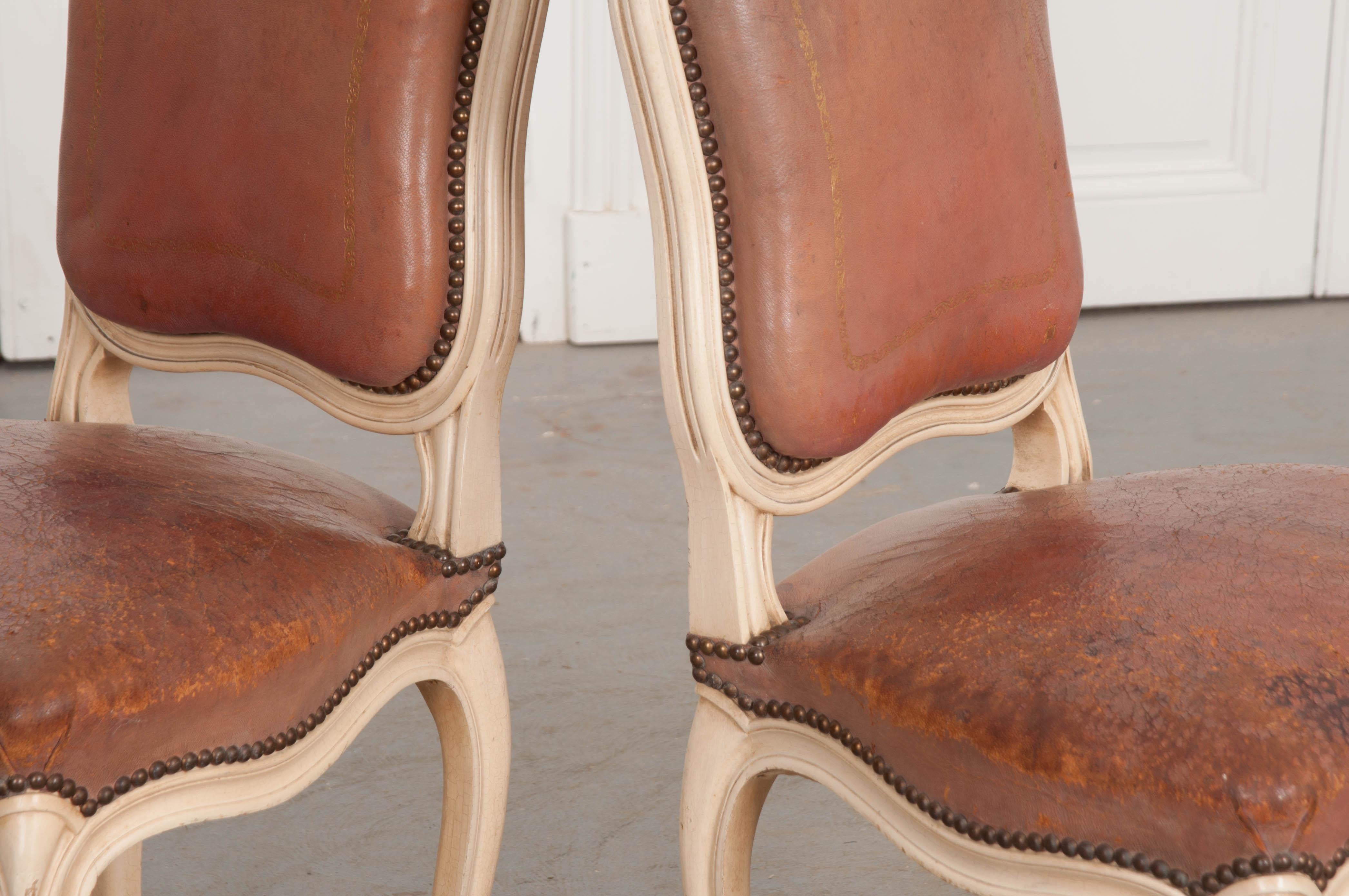 Pair of French 19th Century Painted Louis XV Chairs 6