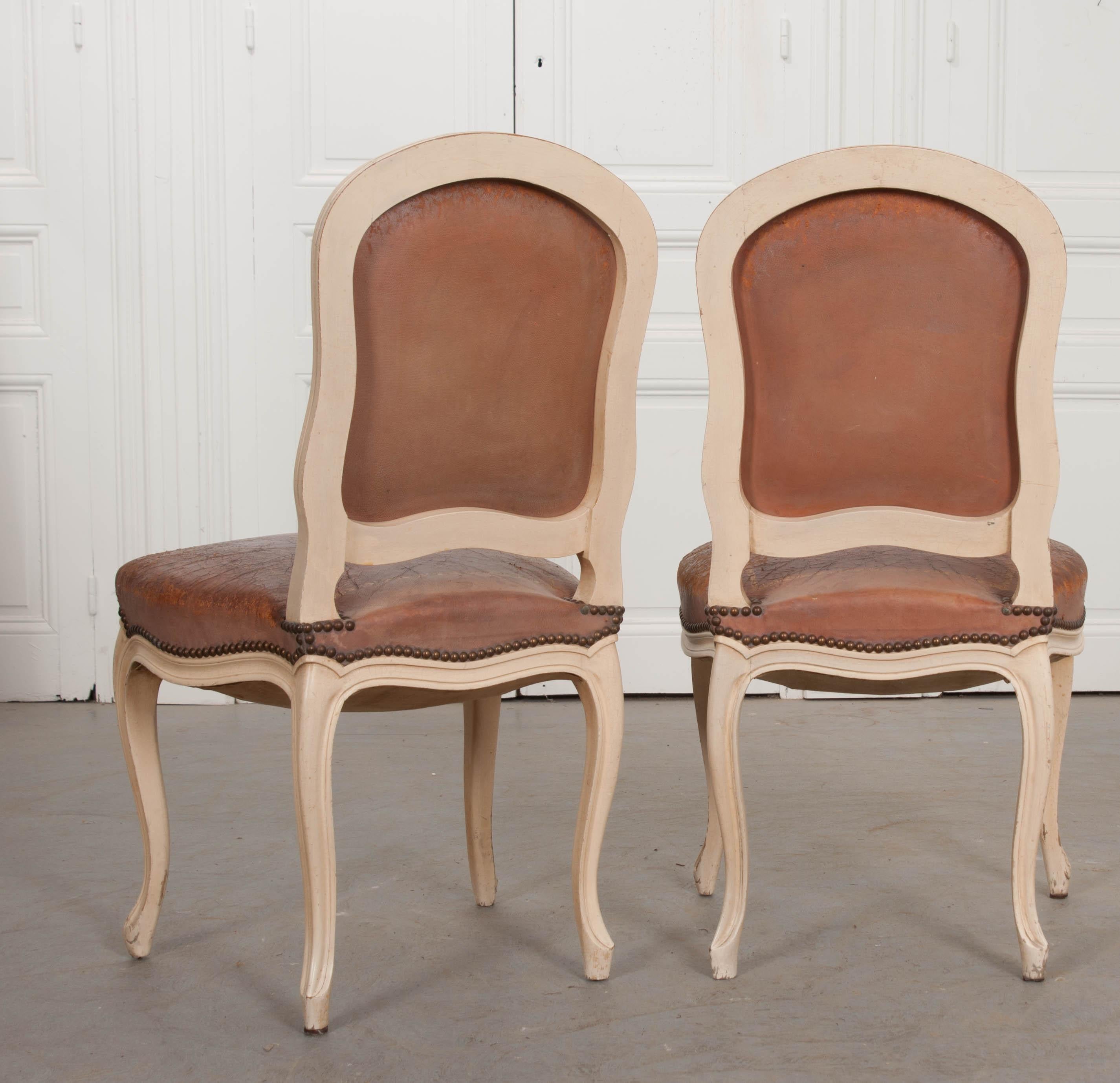 Pair of French 19th Century Painted Louis XV Chairs 7
