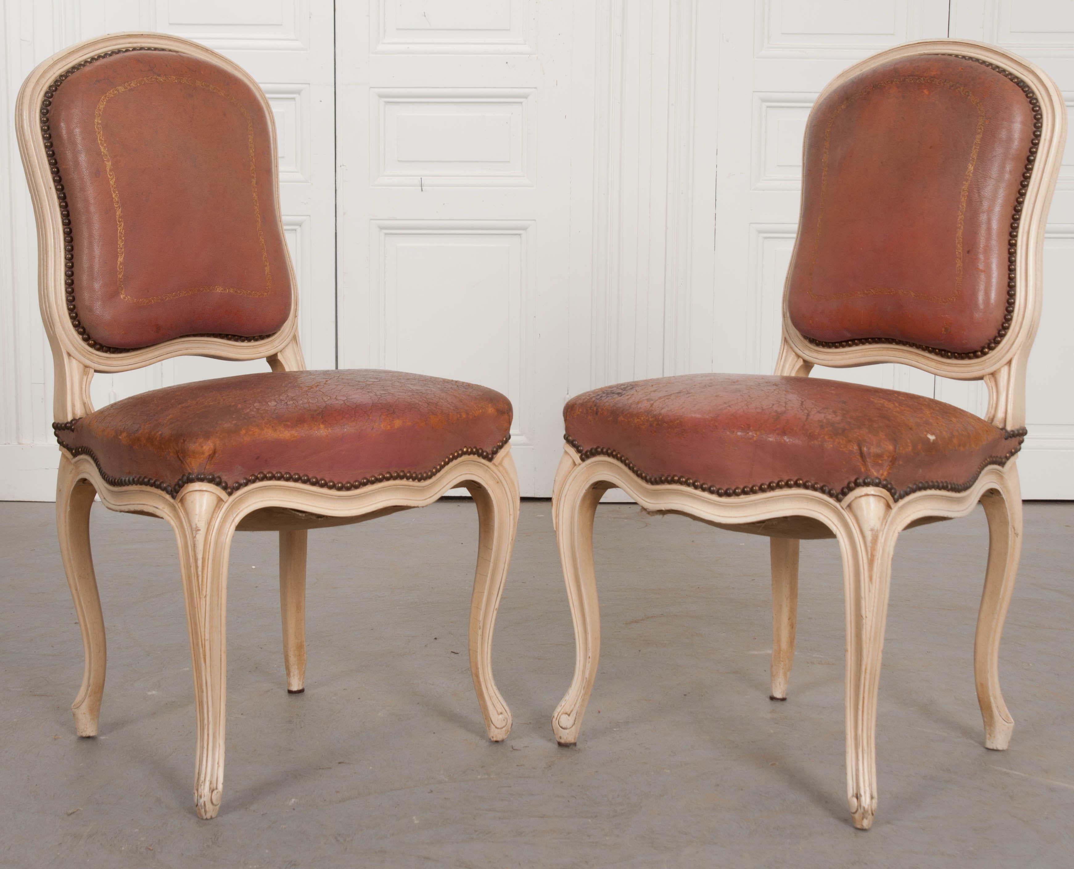 Pair of French 19th Century Painted Louis XV Chairs 2