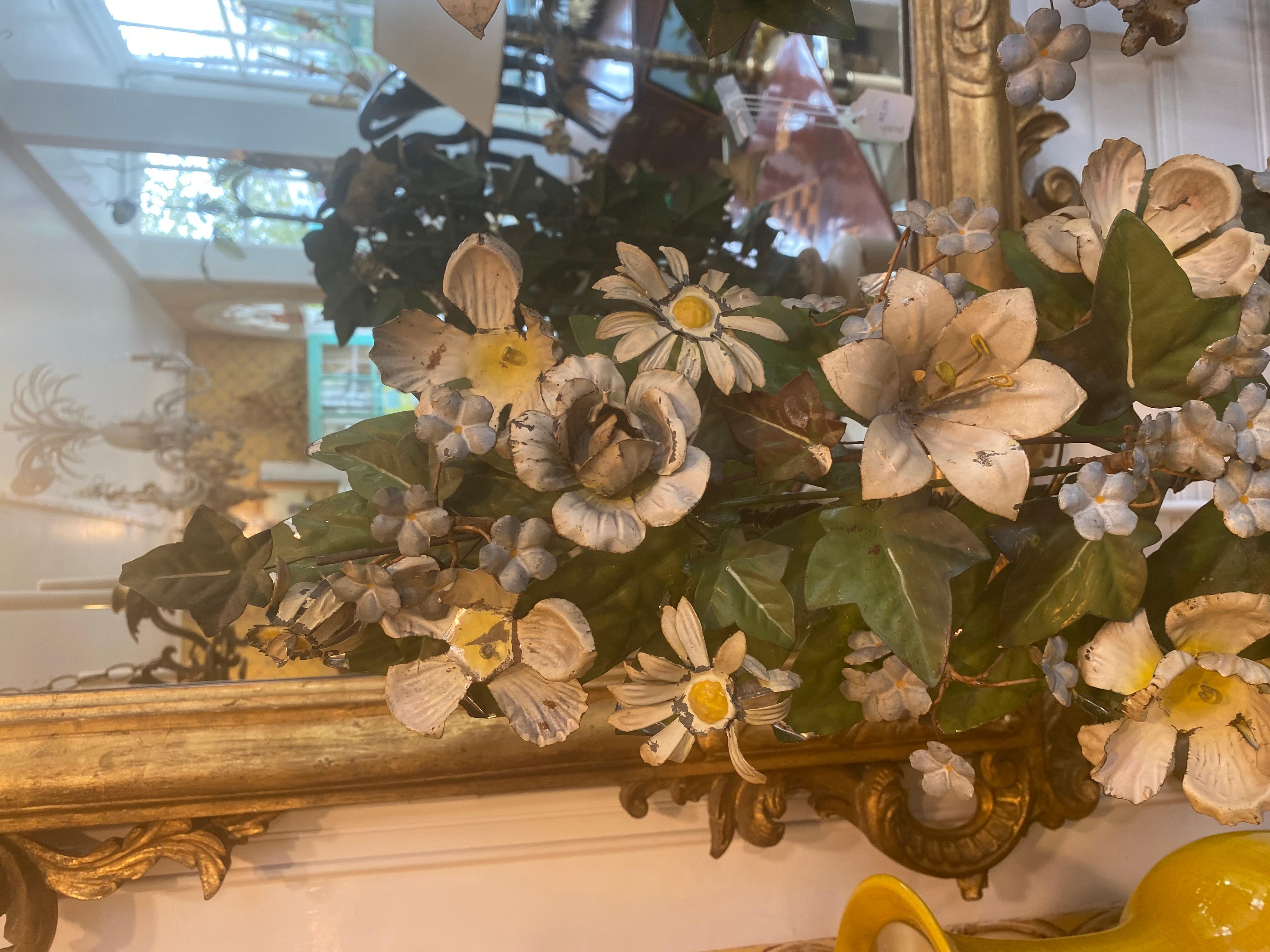 Pair of French 19th Century Painted Tole Flowers For Sale 11