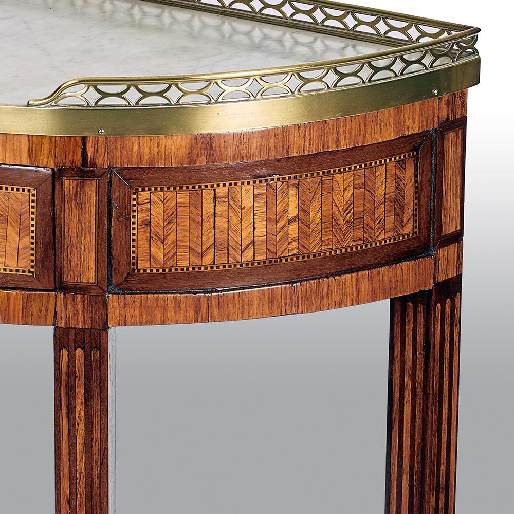Pair of French 19th Century Parquetry Demilune Side Tables For Sale 2