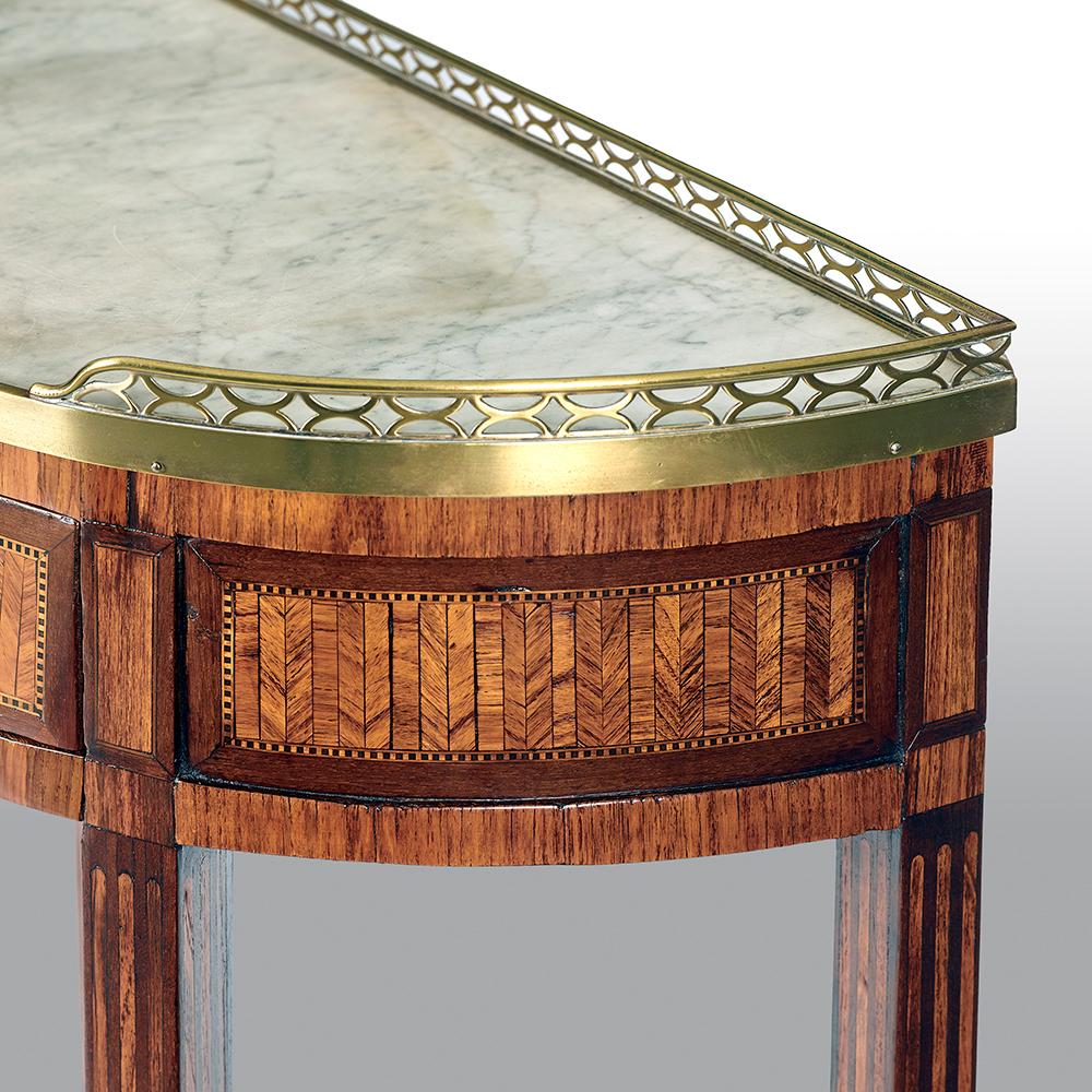 Pair of French 19th Century Parquetry Demilune Side Tables For Sale 3