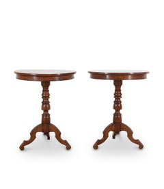 Pair of French 19th Century Parquetry Geuridon Tables