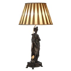 Paire de lampes françaises du 19ème siècle en bronze patiné et bronze doré