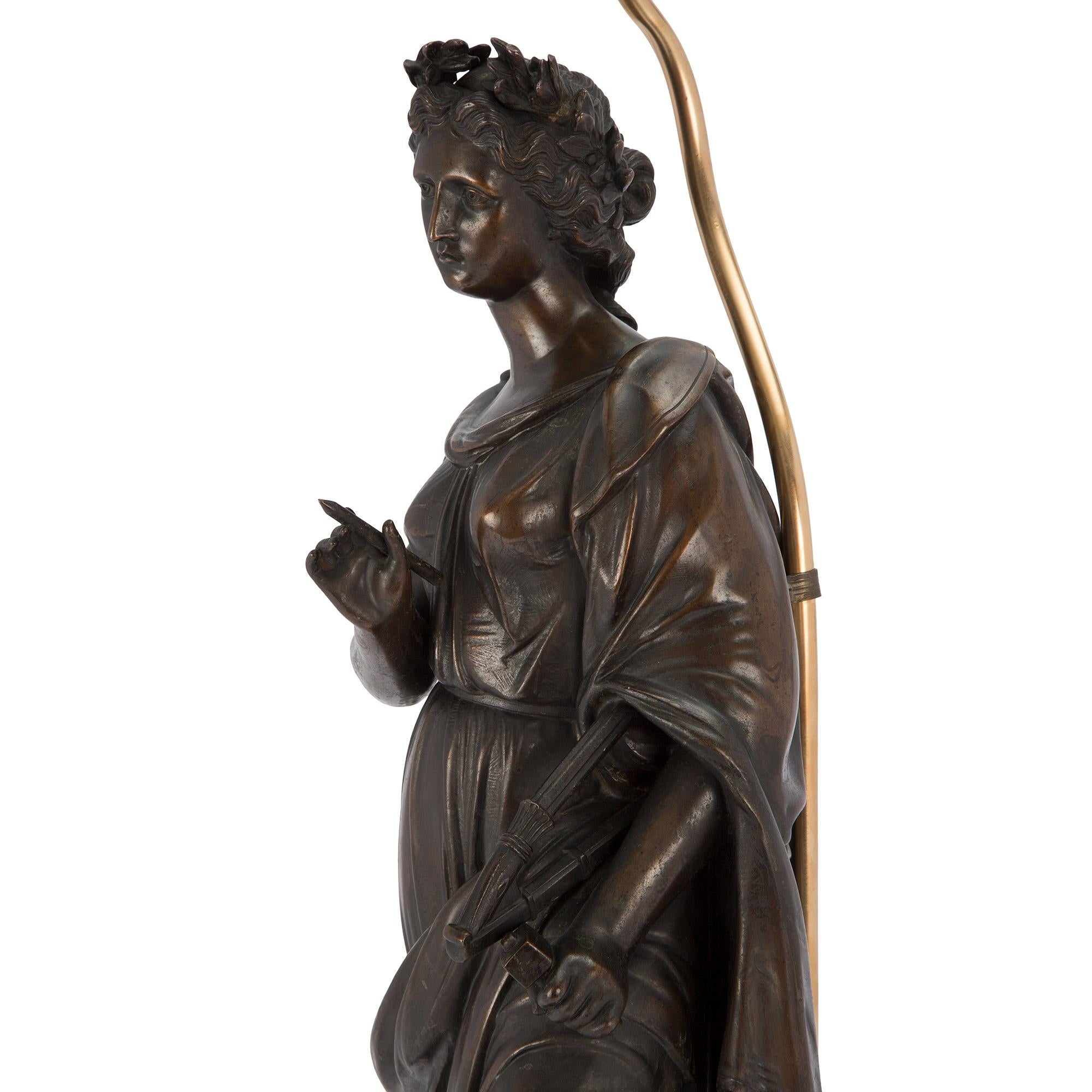 Pareja de Lámparas Francesas del Siglo XIX de Bronce Patinado y Ormolu en venta 2