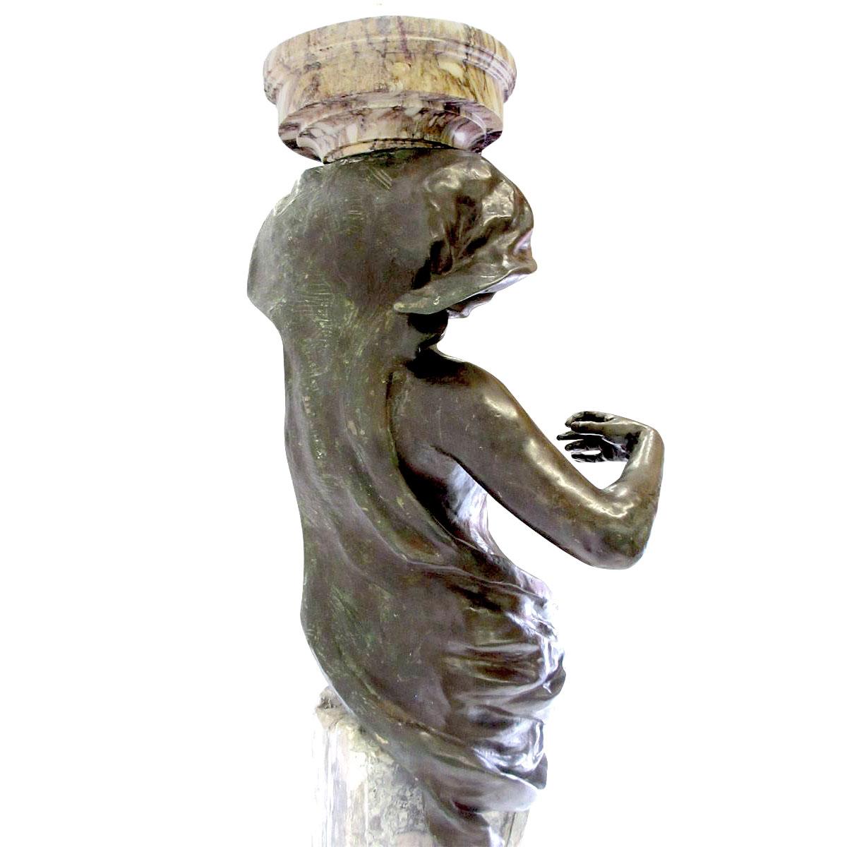 Coppia di Torchere di fanciulle nude in bronzo del XIX secolo, Carrier-Belleuse Attr. in vendita 2