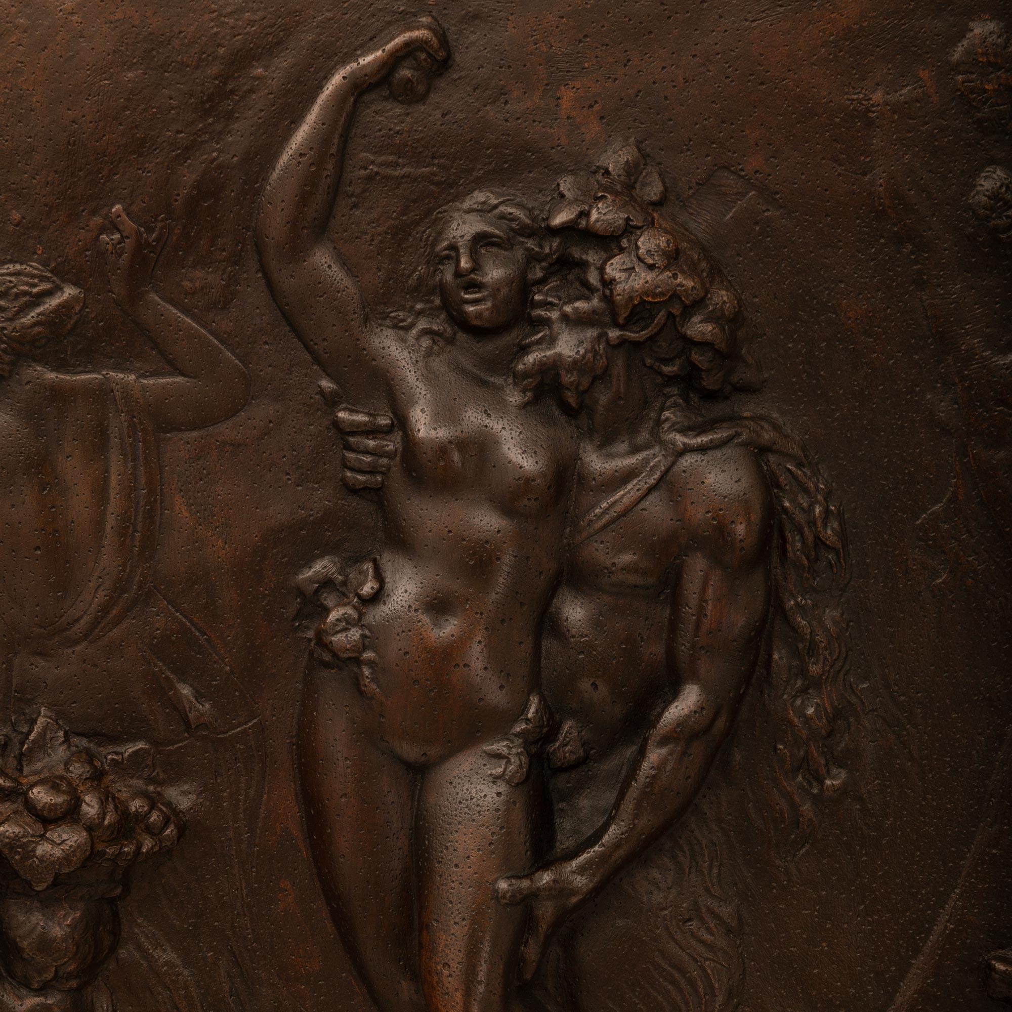 Pair Of French 19th Century Patinated Bronze Plaques, After A Model By Clodion For Sale 4