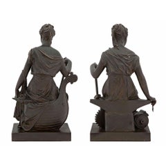 Pair of French 19th Century Patinated Bronze Statues