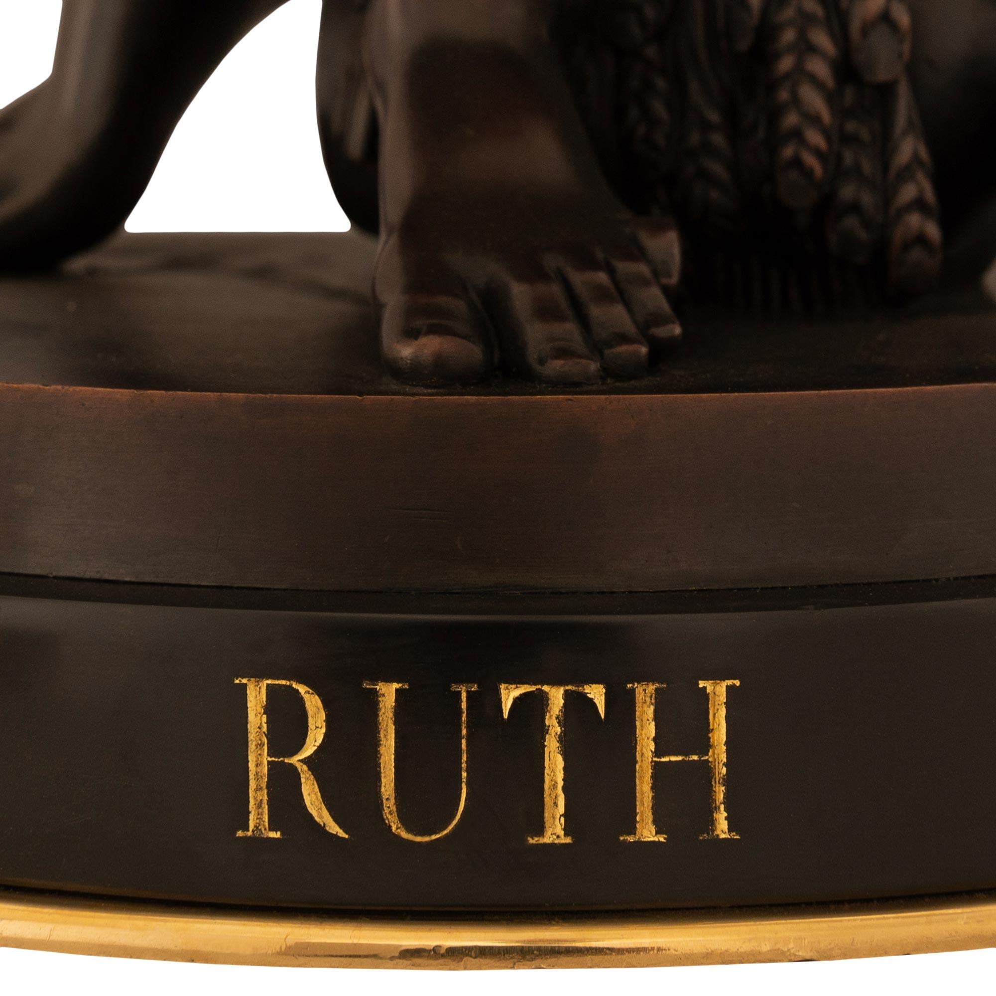 Pair of French 19th century patinated Bronze statues of Rebecca and Ruth For Sale 6
