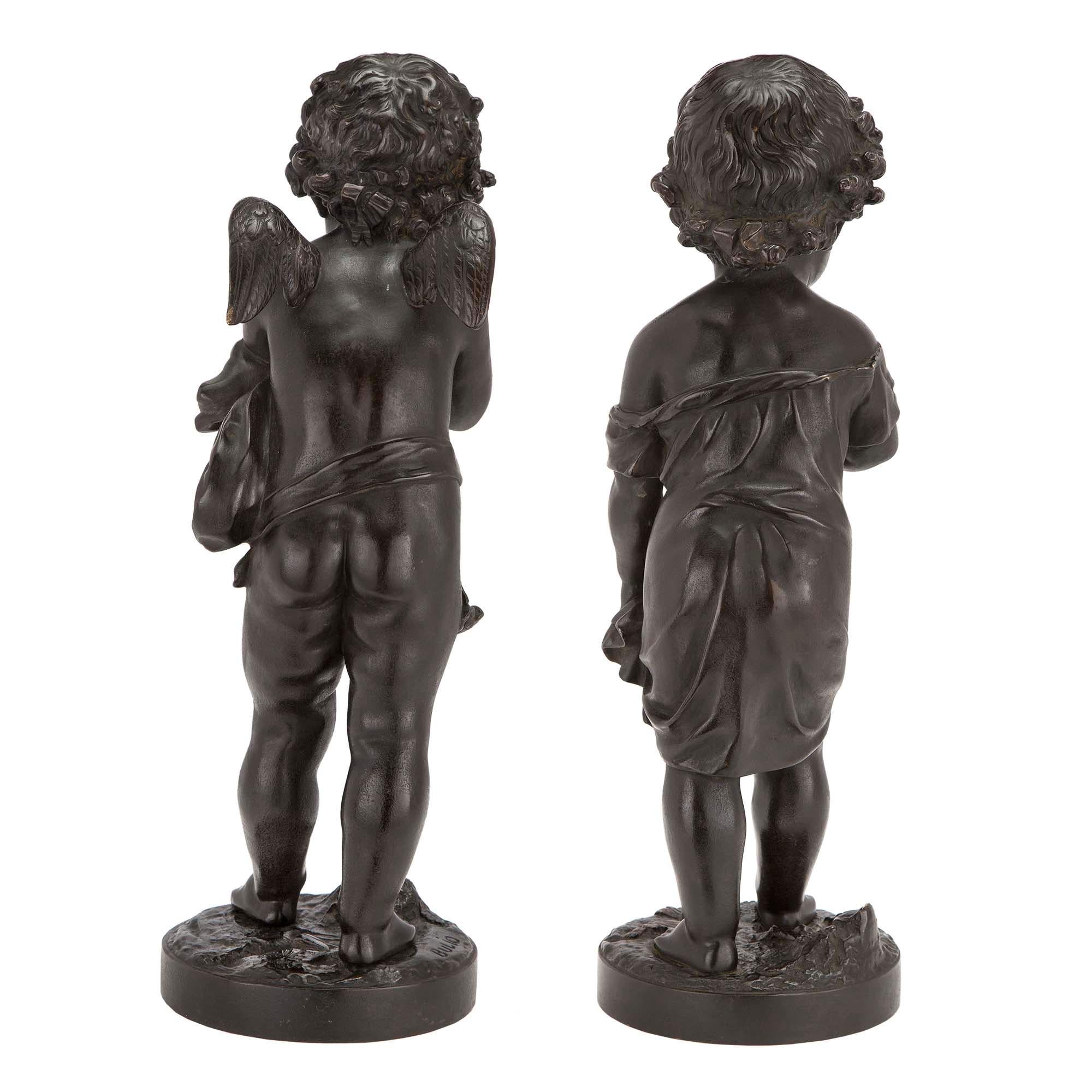 Français Paire de bronzes patinés français du XIXe siècle, signés Bulio en vente