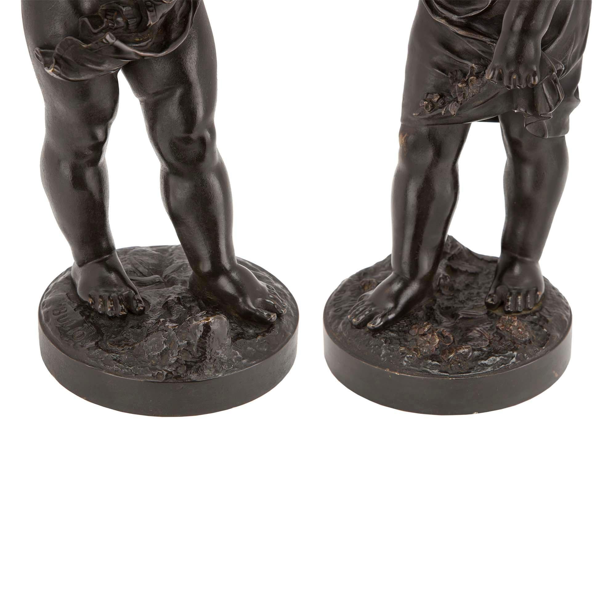 Pair of French 19th Century Patinated Bronzes, Signed Bulio For Sale 3