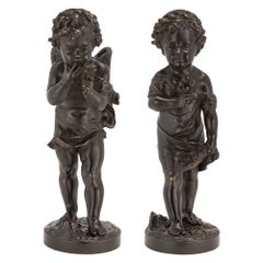 Paire de bronzes patinés français du XIXe siècle, signés Bulio
