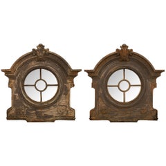 Pair Of French 19th Century Patinated Metal Windows/Wall Decor