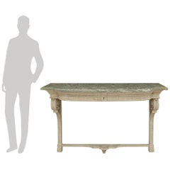 pair of French 19th century patinated Wood and Vert Campan marble consoles