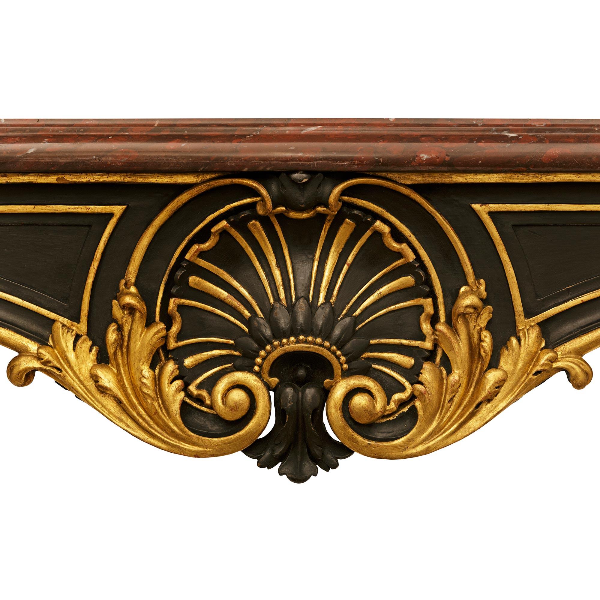 Paar französische Konsolen aus patiniertem Holz, Marmor und Giltwood aus dem 19. im Angebot 1