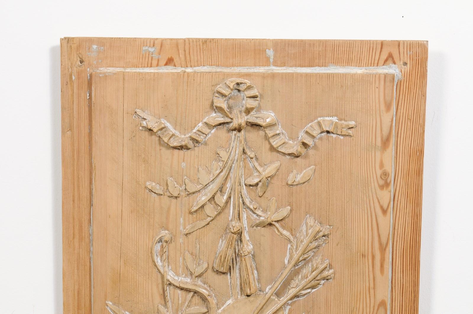 Pair of French 19th Century Pine Architectural Panels with Hand-Carved Motifs 3