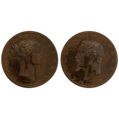 Paire de plaques françaises du 19e siècle représentant Napoléon III et son épouse Eugénie