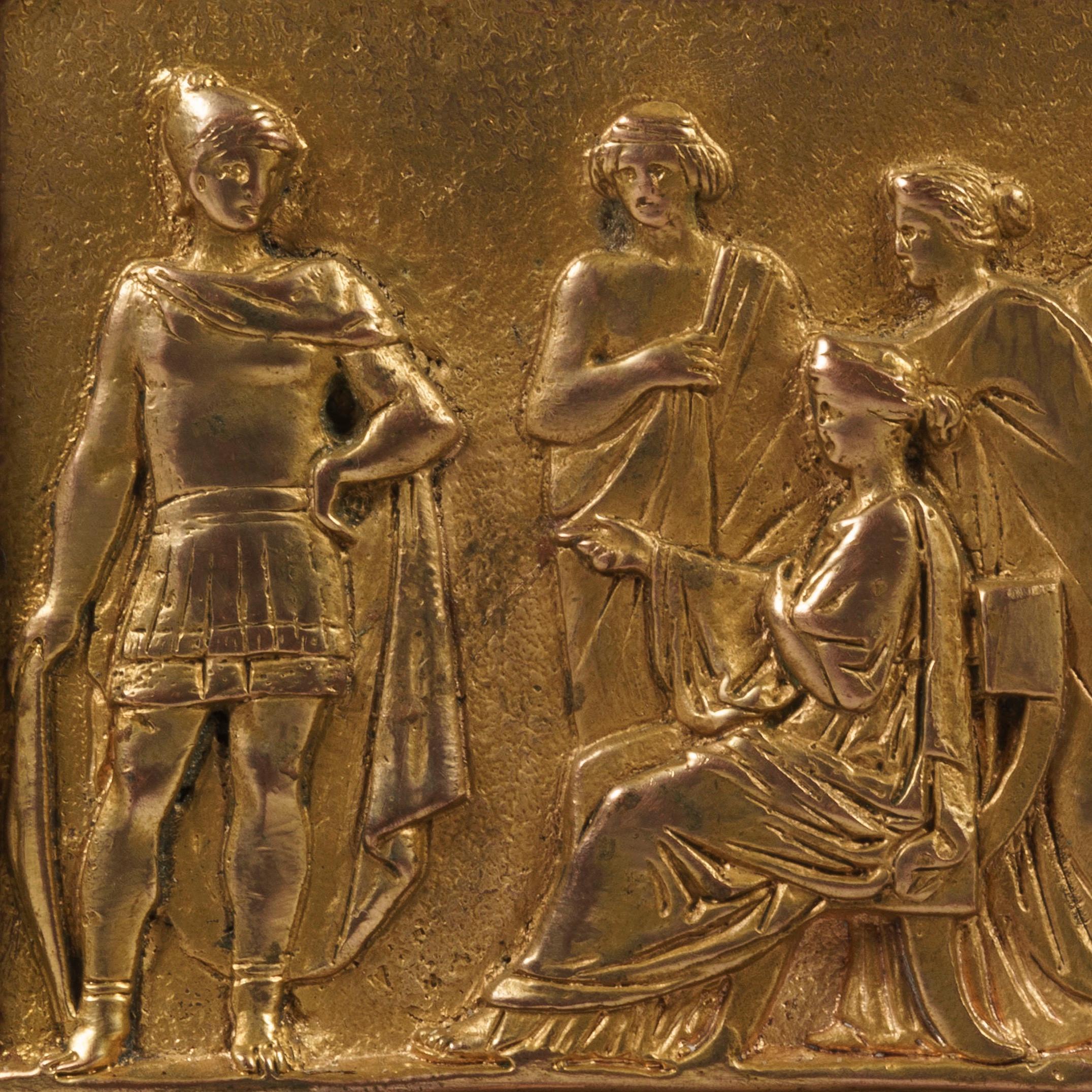 Paar französische Porphyr- und Goldbronze-Kandelaber des 19. Jahrhunderts in Louis-XVI-Stil (Französisch) im Angebot
