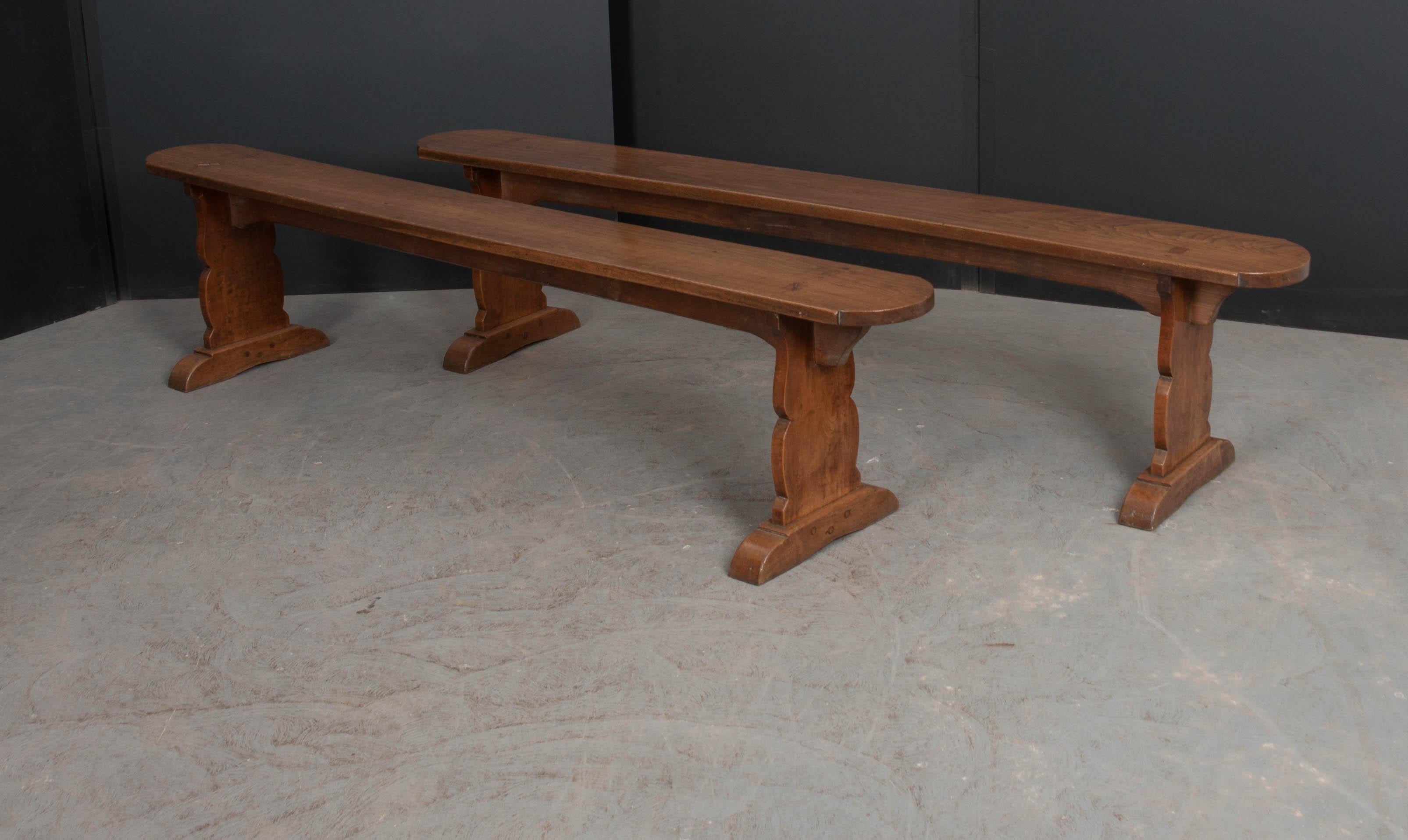 Pair of French 19th Century Provincial Oak Benches In Good Condition In Baton Rouge, LA