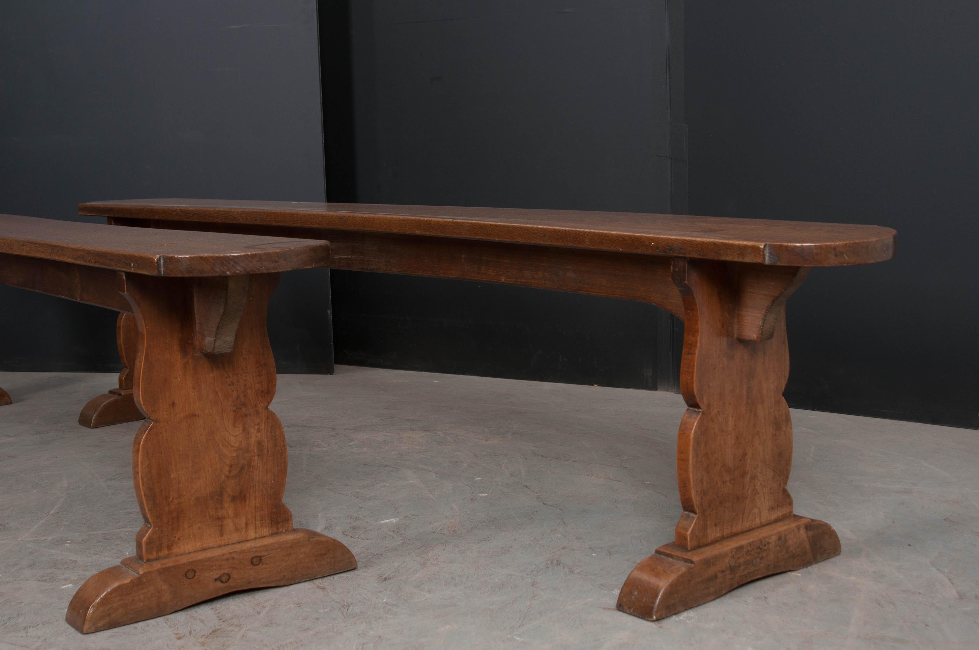 Pair of French 19th Century Provincial Oak Benches 2