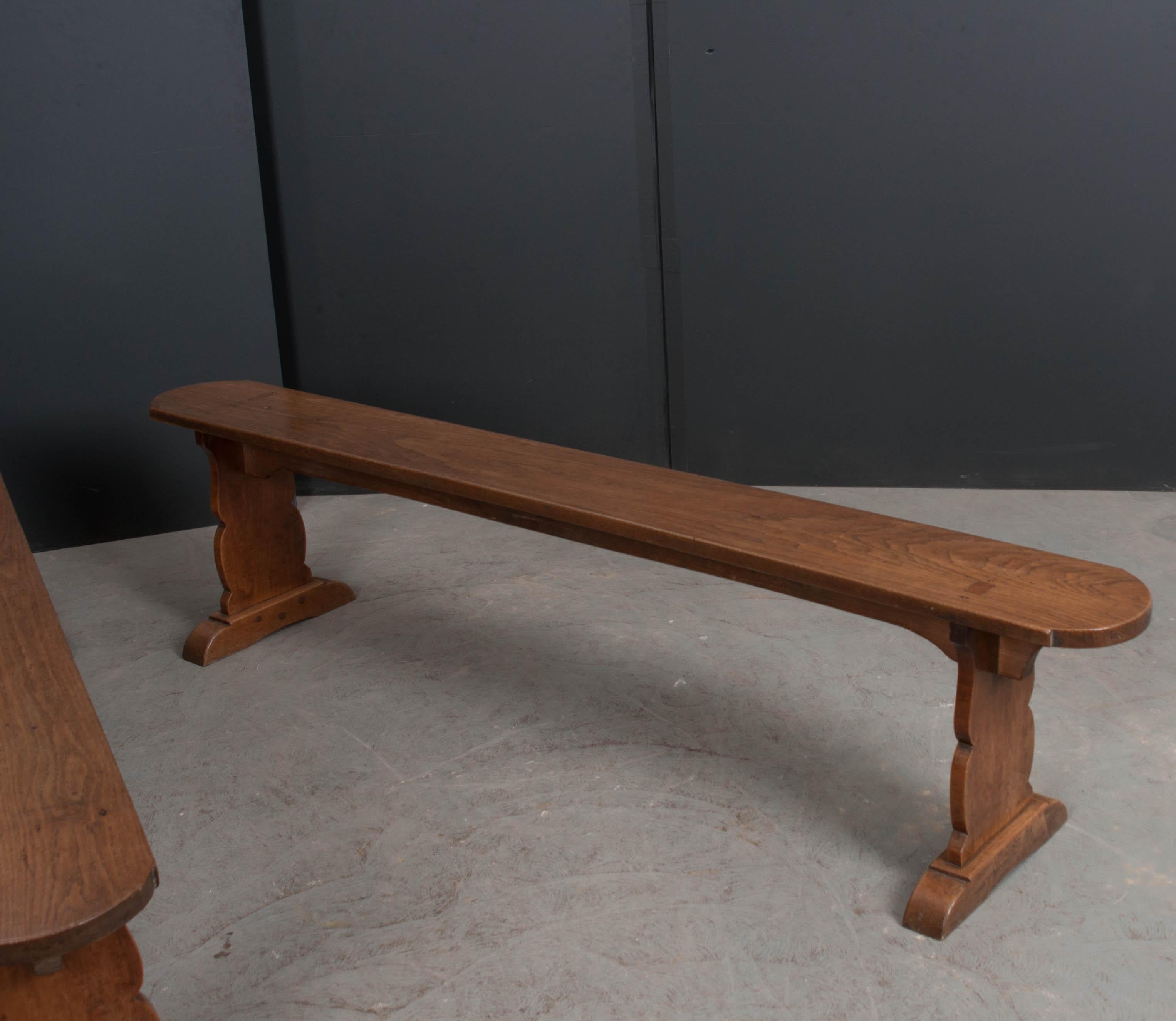 Pair of French 19th Century Provincial Oak Benches 5