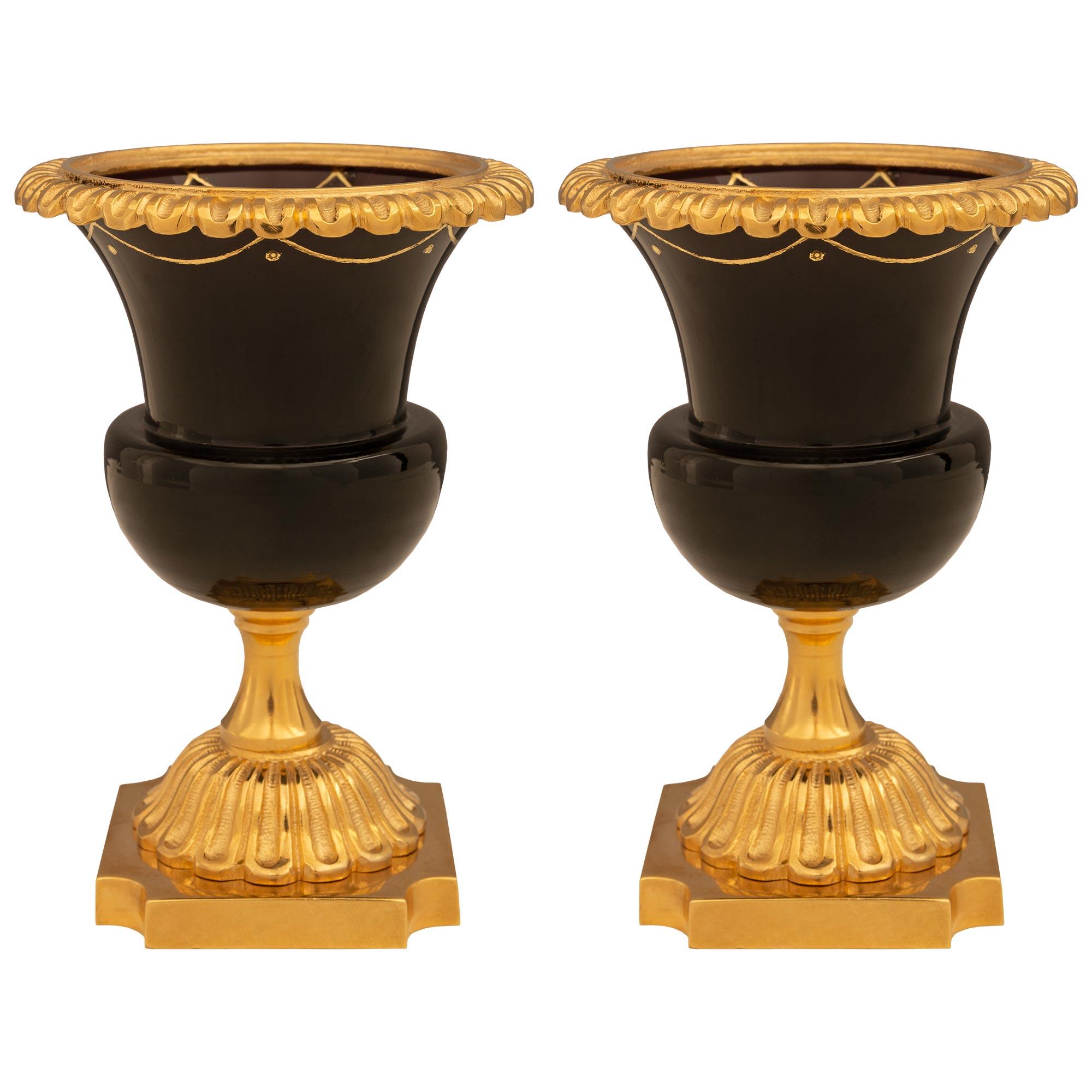 Pair Of French 19th Century Purple Glass And Ormolu Mounted Vases For Sale 5