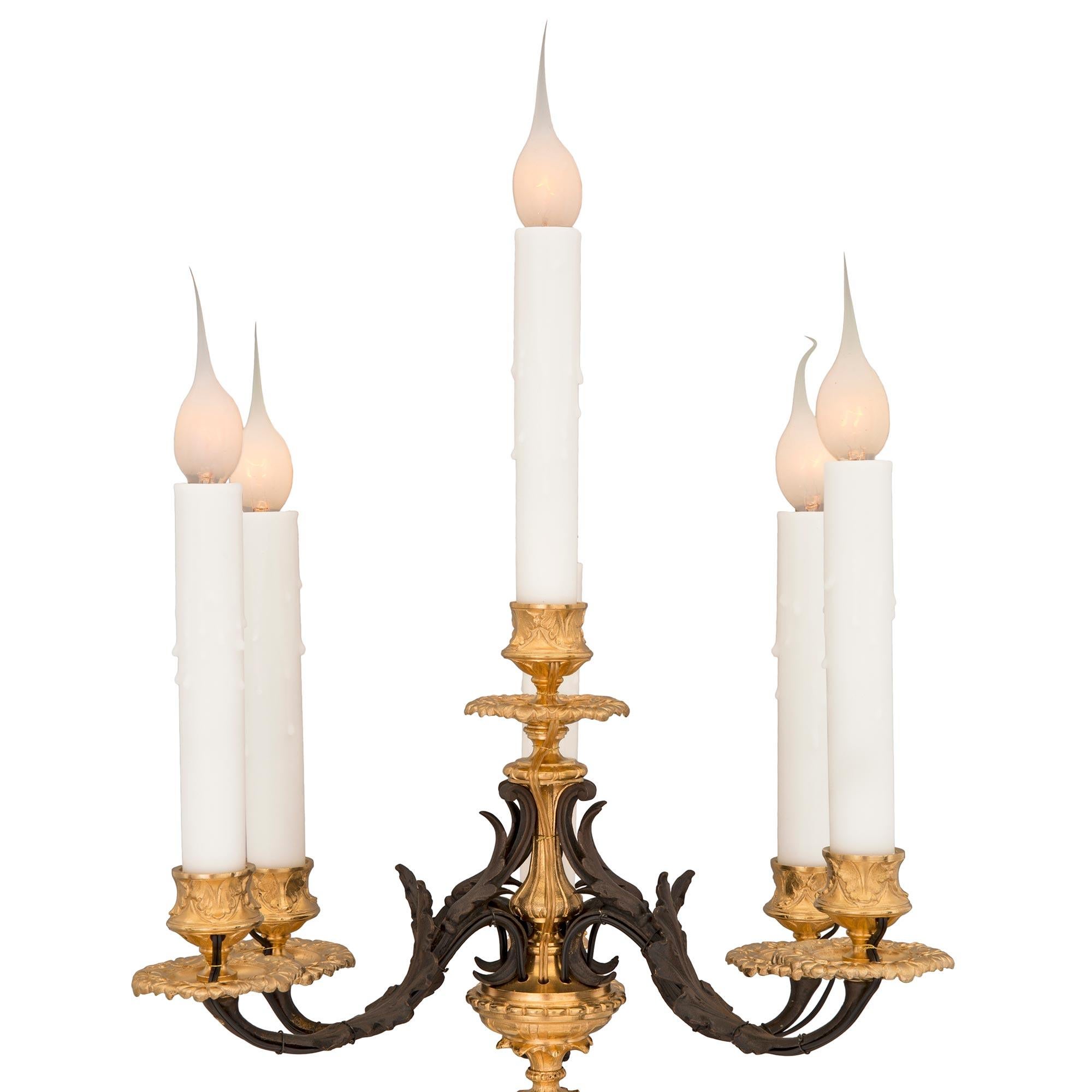 Pair of French 19th Century Renaissance St. Bronze and Ormolu Candelabra Lamps For Sale 1