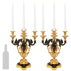 pair of French 19th century Renaissance st. Bronze and Ormolu candelabras