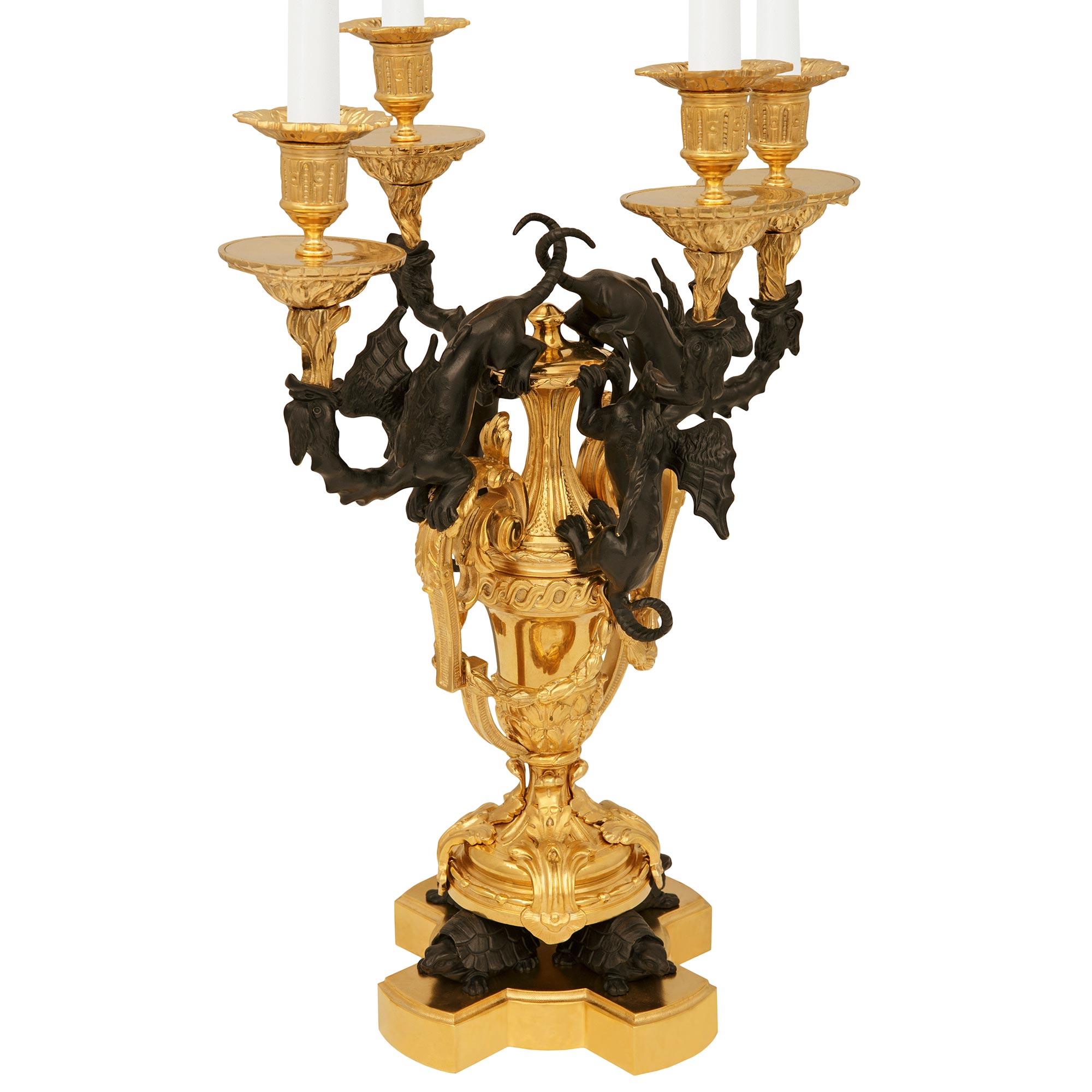 Rinascimento coppia di candelabri rinascimentali francesi del XIX secolo in bronzo e Ormolu in vendita