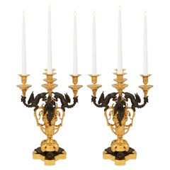 coppia di candelabri rinascimentali francesi del XIX secolo in bronzo e Ormolu