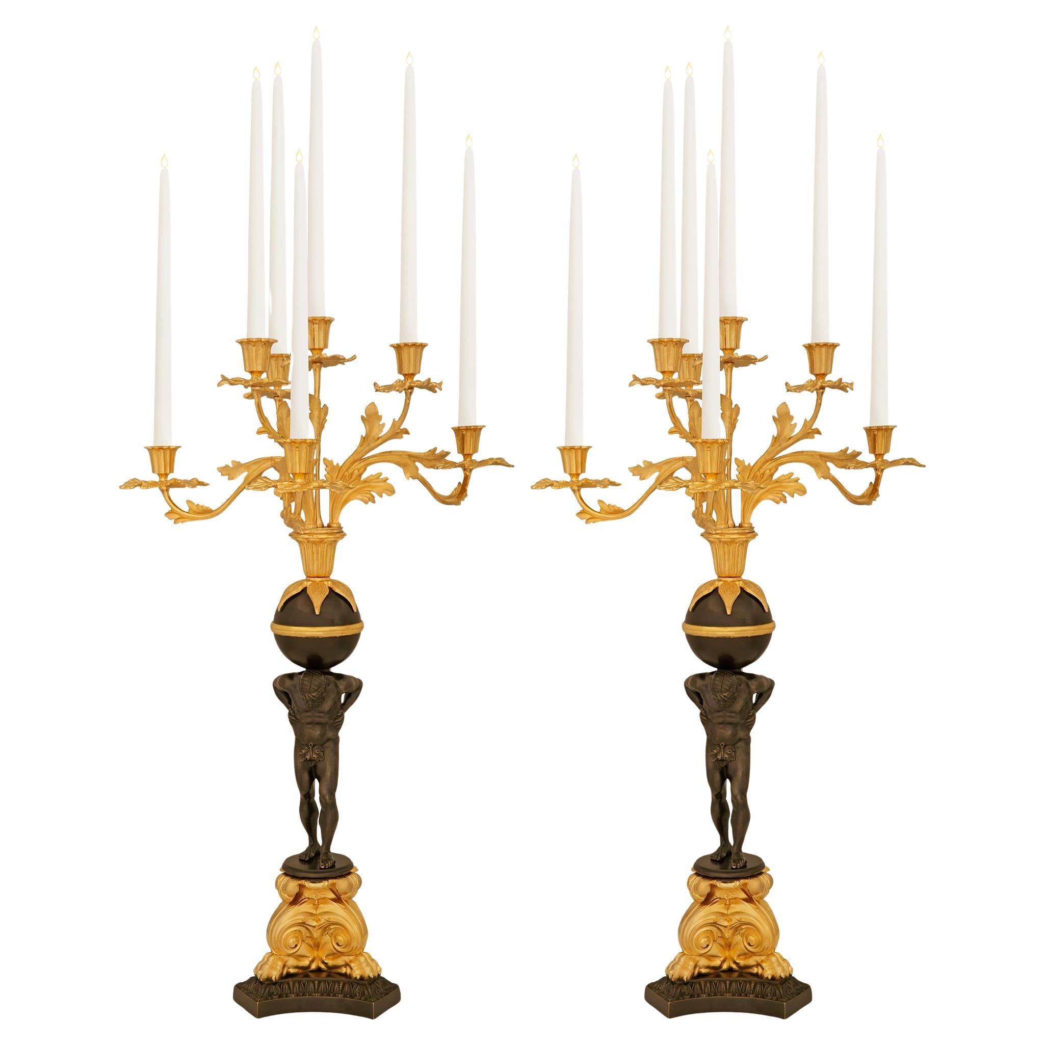 pair of French 19th century Renaissance st. Bronze and Ormolu candelabras