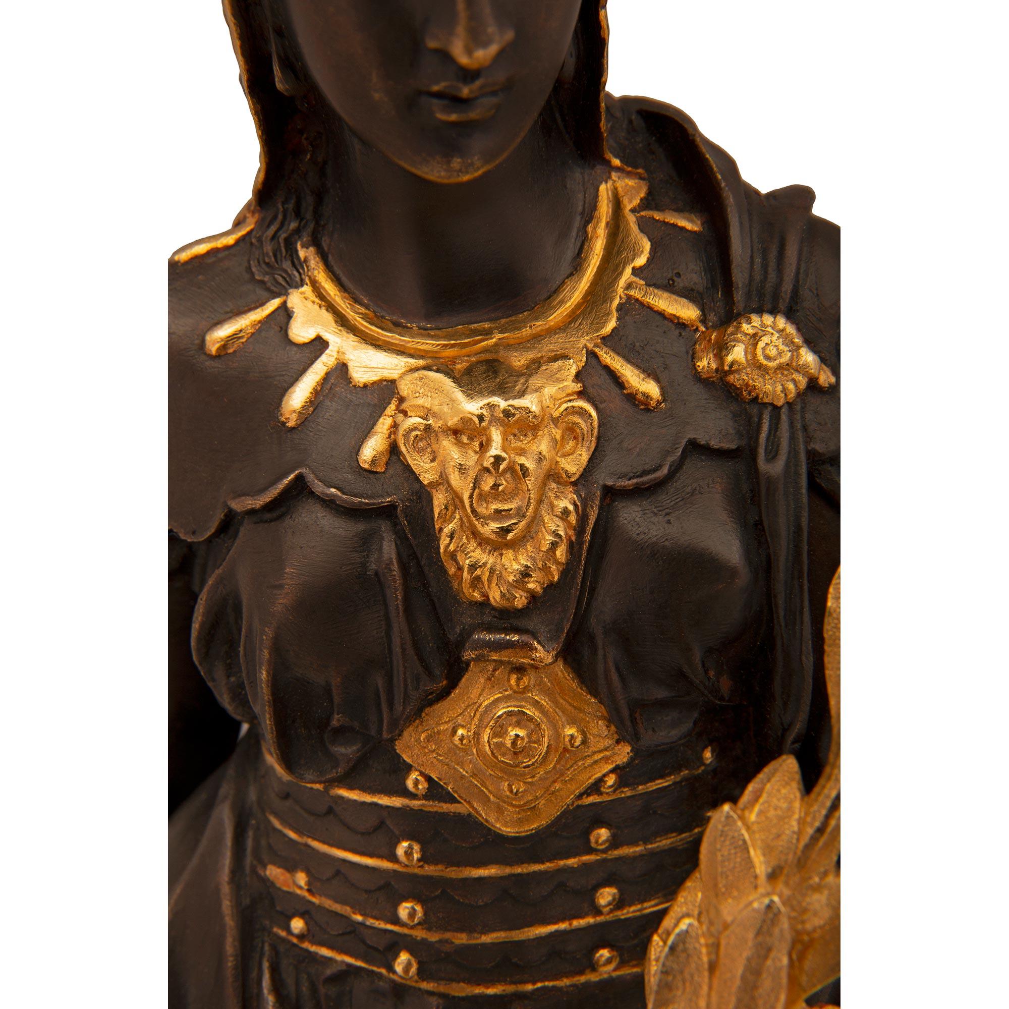 Pair of French 19th Century Renaissance St. Bronze, Marble, and Ormolu Statues For Sale 3
