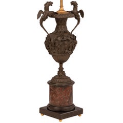 Pair of French 19th Century Renaissance St. Bronze Urns Mounted into Lamps