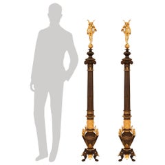Pair of French 19th Century Renaissance St. Columns, Signed Barbedienne