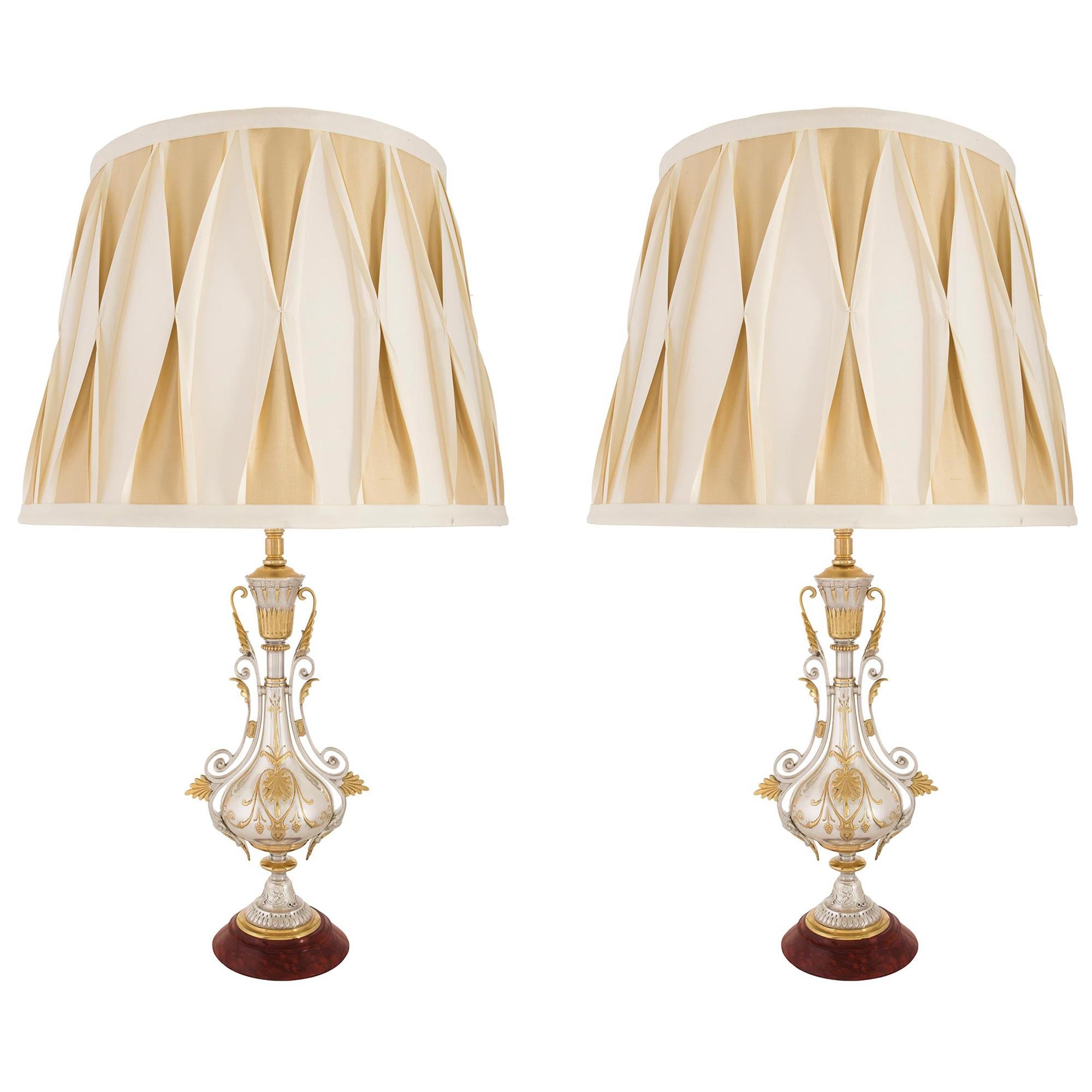 Pair of French 19th Century Renaissance St. Lamps For Sale