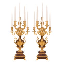 Pair of French 19th Century Renaissance Style Nine-Arm Candelabras