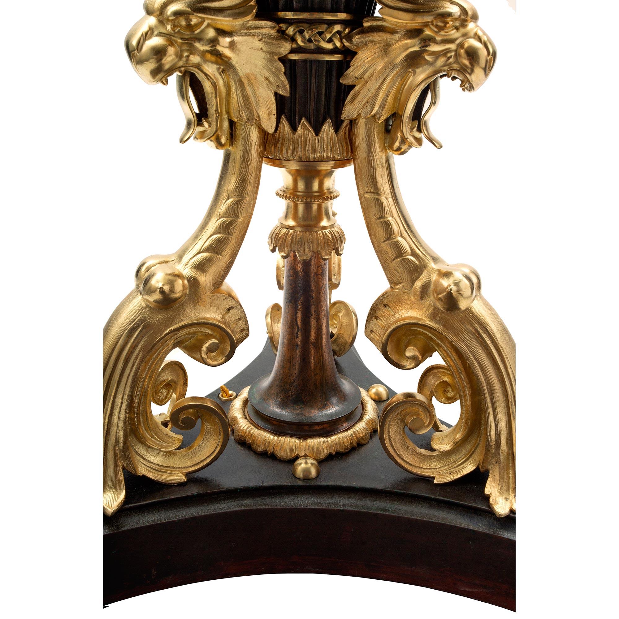 Pair of French 19th Century Renaissance Style Ormolu and Bronze Torchières For Sale 4