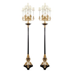 Pair of French 19th Century Renaissance Style Ormolu and Bronze Torchières