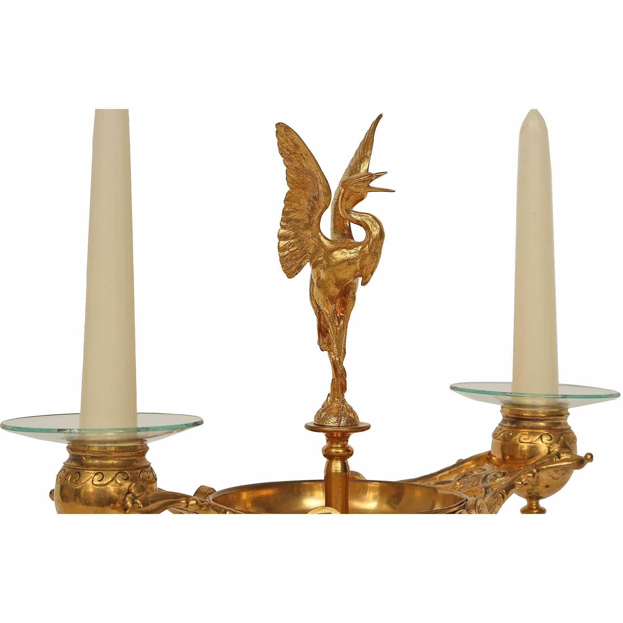 Pair of French 19th Century Renaissance Style Ormolu and Marble Candelabras For Sale 2