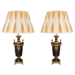 Pair of French 19th Century Renaissance Style Patinated Bronze and Ormolu Lamps