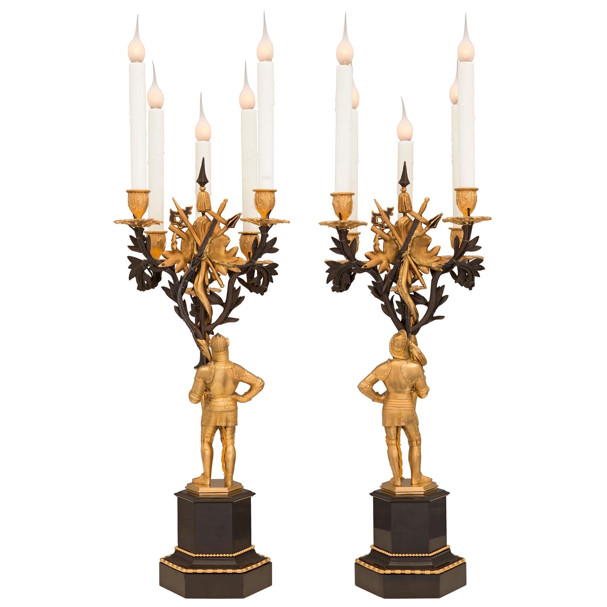 Pair of French 19th Century Restauration St. Candelabra Lamps For Sale 5