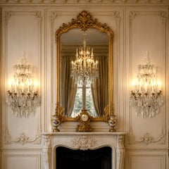 Paire d'appliques murales françaises du XIXe siècle en cristal taillé, à sept branches
