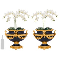 Paar französische Sévres-Porzellan- und Ormolu-Aufsätze/Pflanzgefäße aus dem 19.